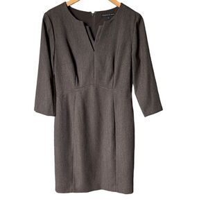 Preston And York Dress Womens Size 8 Gray Sheath 34 Sleeve VNeck career Office